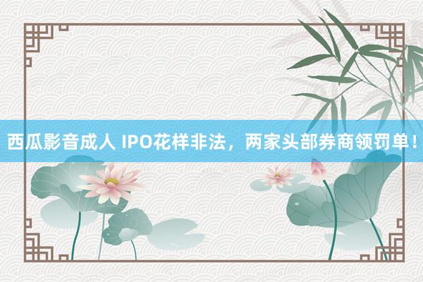 西瓜影音成人 IPO花样非法，两家头部券商领罚单！