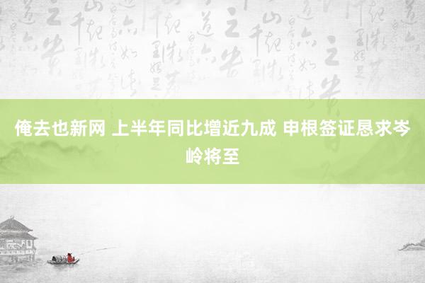 俺去也新网 上半年同比增近九成 申根签证恳求岑岭将至