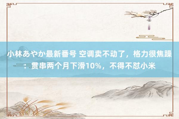 小林あやか最新番号 空调卖不动了，格力很焦躁：贯串两个月下滑10%，不得不怼小米