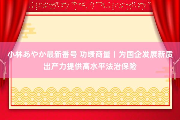 小林あやか最新番号 功绩商量丨为国企发展新质出产力提供高水平法治保险