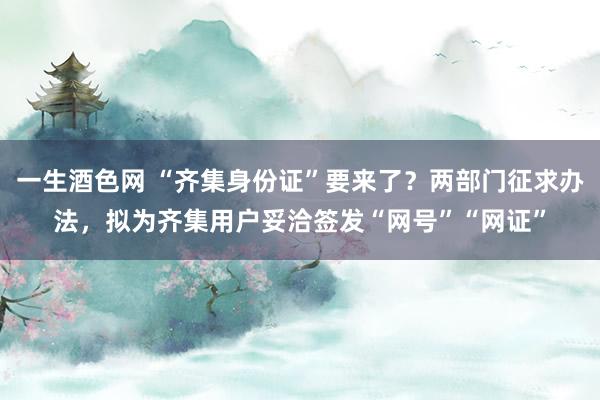 一生酒色网 “齐集身份证”要来了？两部门征求办法，拟为齐集用户妥洽签发“网号”“网证”