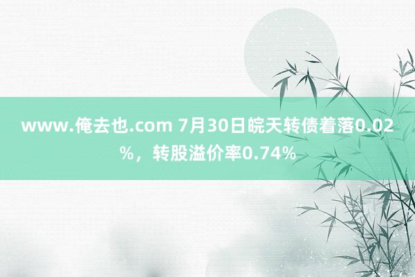 www.俺去也.com 7月30日皖天转债着落0.02%，转股溢价率0.74%