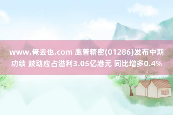 www.俺去也.com 鹰普精密(01286)发布中期功绩 鼓动应占溢利3.05亿港元 同比增多0.4%