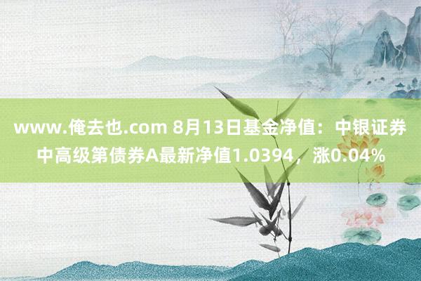 www.俺去也.com 8月13日基金净值：中银证券中高级第债券A最新净值1.0394，涨0.04%