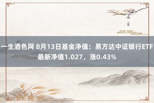 一生酒色网 8月13日基金净值：易方达中证银行ETF最新净值1.027，涨0.43%