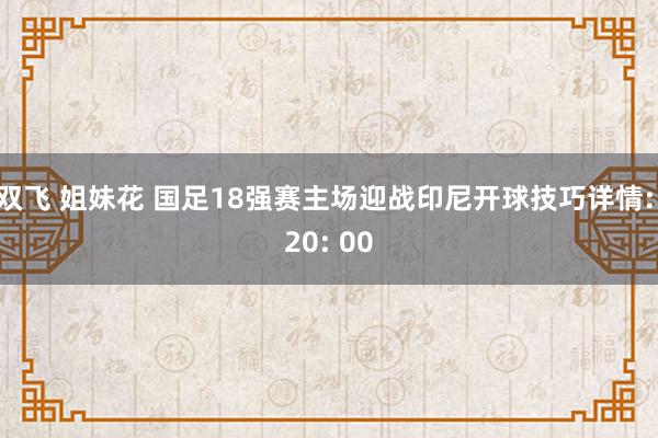 双飞 姐妹花 国足18强赛主场迎战印尼开球技巧详情: 20: 00