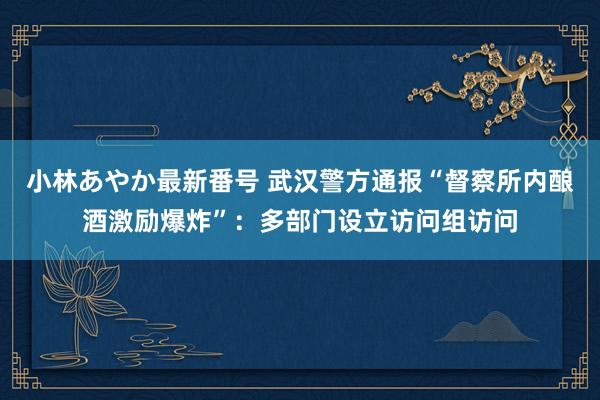 小林あやか最新番号 武汉警方通报“督察所内酿酒激励爆炸”：多部门设立访问组访问